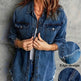 European And American Style Women Retro Washed Denim Jacket Casual With Hem EX-STOCK Canada 