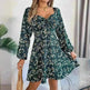 Casual Summer Floral Mini Dress Lantern Sleeve  Skater Dress - EX-STOCK CANADA