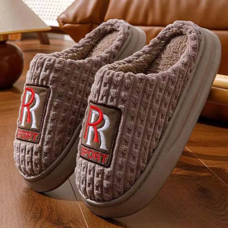 Men's Letter Plush Slippers Winter Warm Non-slip House Shoes Plus Size Indoor Bedroom Floor Home Slipper For Women - EX-STOCK Canada
