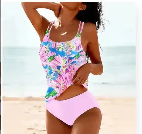 Vintage Printed Split High Waist Conservative Swimwear - EX-STOCK CANADA