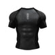 Black athletic shirt with mesh back on a white background