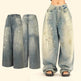 Washed Distressed Casual Loose Wide-leg Baggy Jeans Pant Splash-ink Design Slimming Unisex Style Mop Pants Men And Women - EX-STOCK Canada