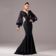Lantern Sleeve Banquet Applique Sheath Fishtail Mermaid Dress - EX-STOCK CANADA