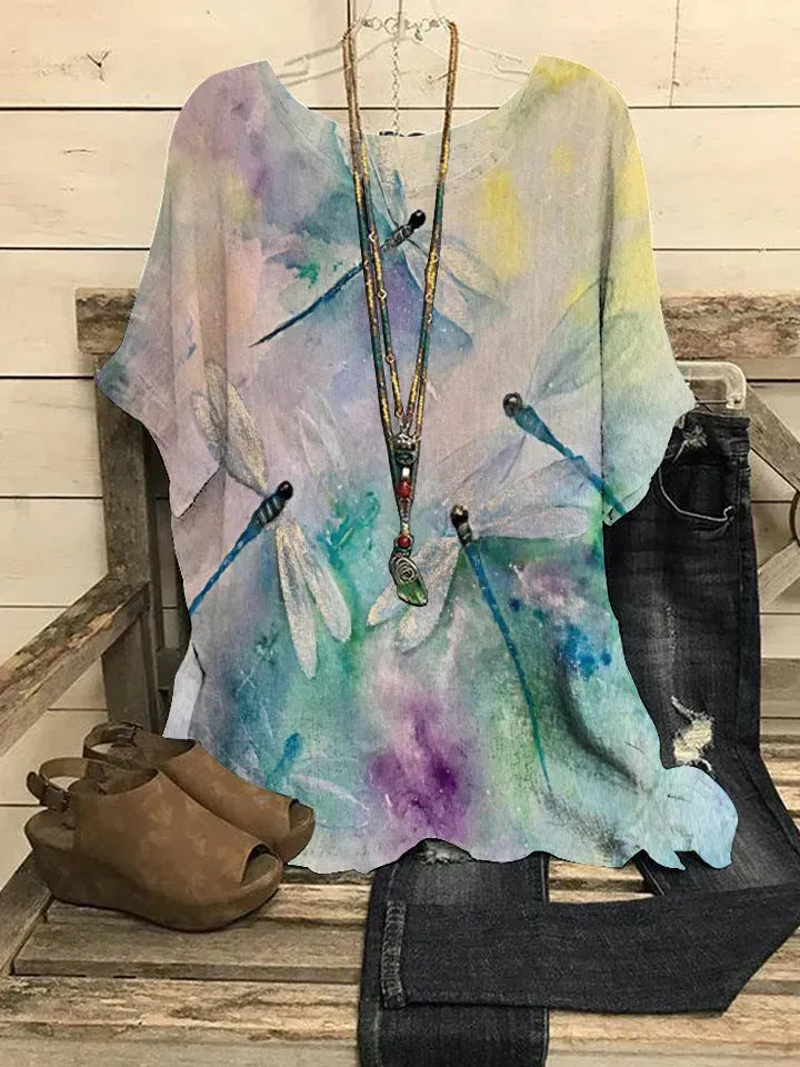 Summer Loose blouse Round Neck Short Sleeve Cotton And Linen Top For Women - EX-STOCK CANADA