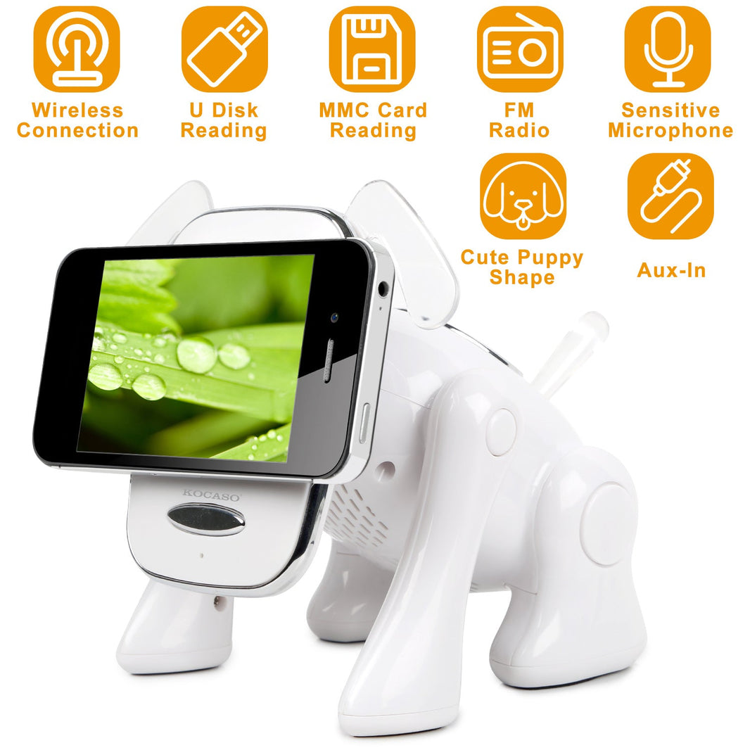 Puppy Dog Wireless Speaker Portable Mini Music Player Stereo Cute Animal Speaker With Built-In Mic FM Radio Stereo Bass MMC Card Slot USB Port For Cellphone Tablet EX-STOCK