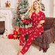 Holiday Pajamas Women's Lapel Cardigan Long Sleeve Pants Suit Women's EX-STOCK Canada 