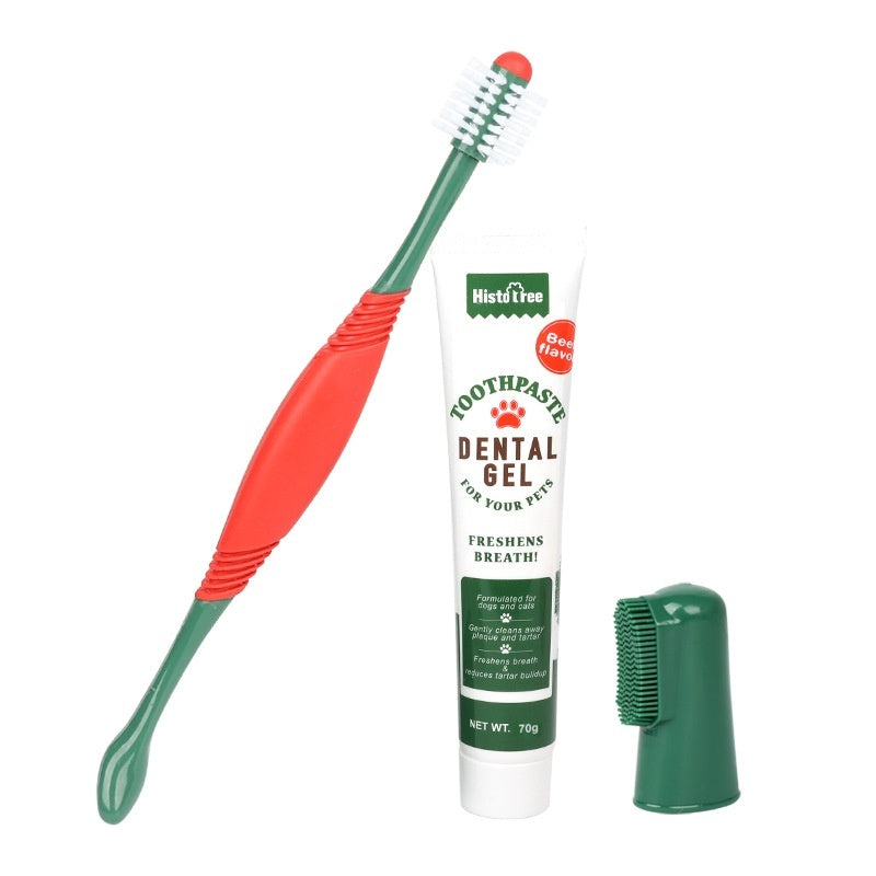 Pet Toothpaste Toothbrush Set Cat And Dog Finger Stall Cleaning Pet Supplies 