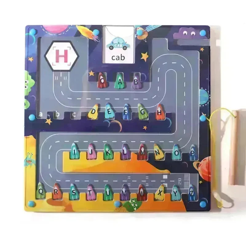 Magnetic Letters Matching Walking Parking Maze Letters Early Cognitive Montessori Educational Toys - EX-STOCK CANADA