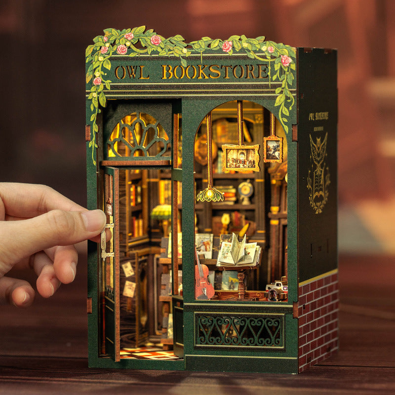 Miniature DIY Cottage Book Stand – Owl Bookstore