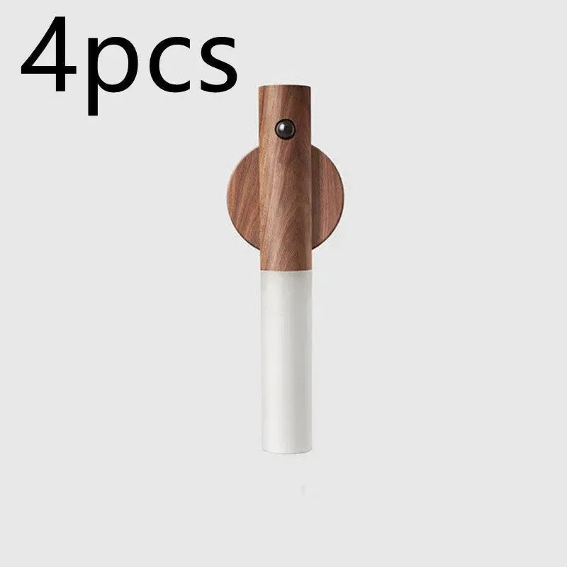 Auto LED USB Magnetic Wood Wireless Night Light Corridors Porch Lights PIR Motion Sensor Wall Light Cabinet Lamp - EX-STOCK CANADA