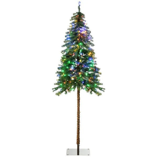 6' Artificial Christmas Tree With Warm White Or Colourful LED Lights, Pencil Shape, Steel Base EX-STOCK Canada 