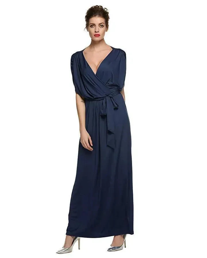 4XL Big Size Dress Elegant Women Long wrap Dresses Summer Dresses - EX-STOCK CANADA
