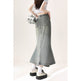 Irregular Half-length Split Denim long Skirt - EX-STOCK Canada
