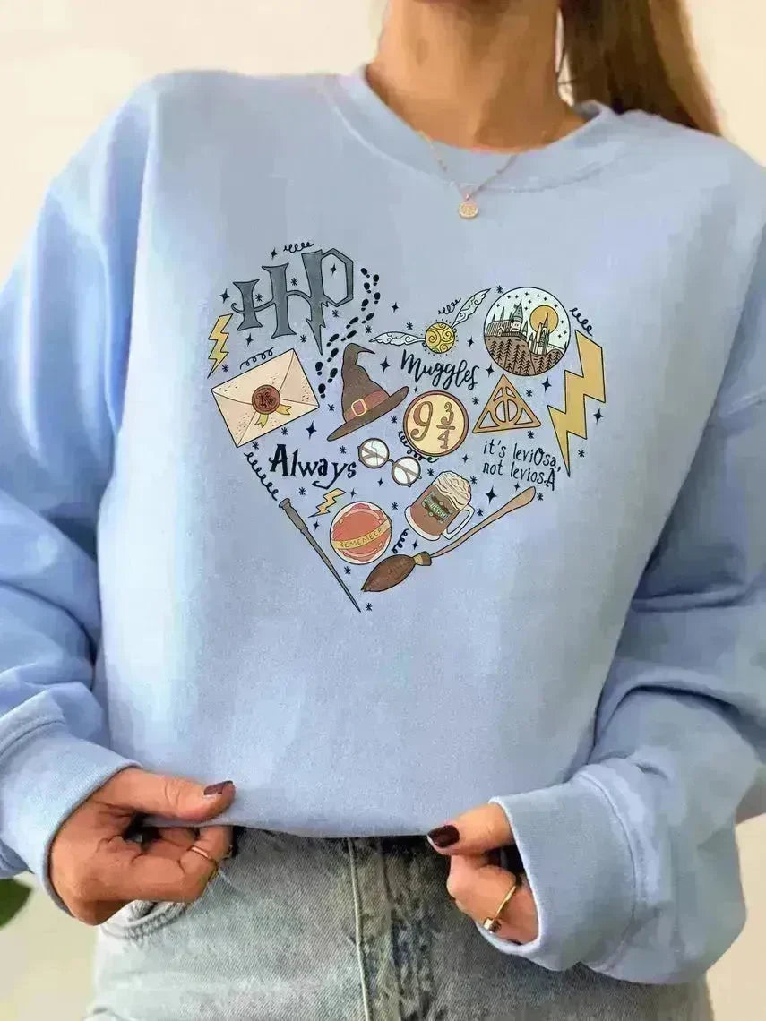 Digital Printing Sweater Hipster Round Neck Pullover Long Sleeve Sweater Women - EX-STOCK CANADA