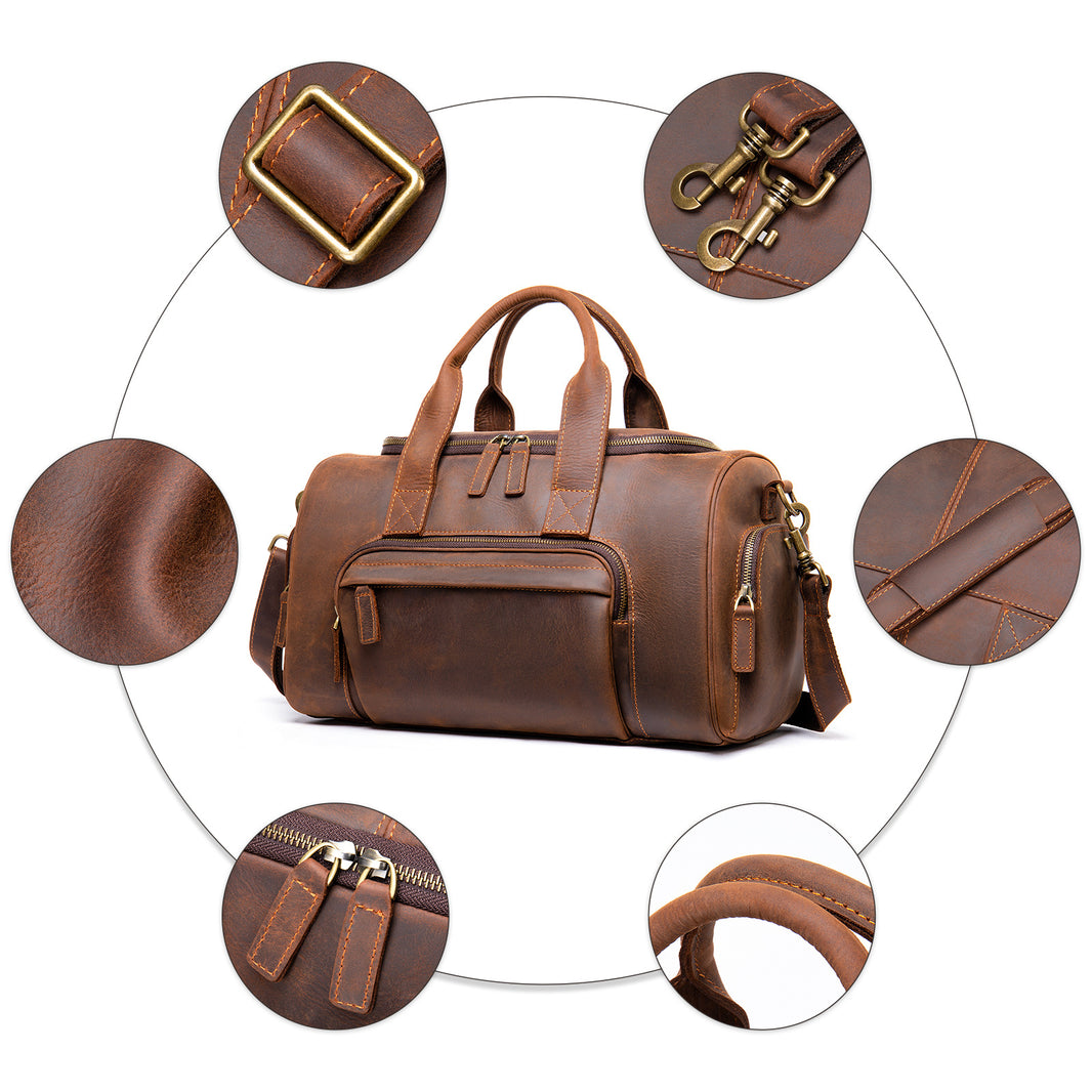 New Leather Handmade Retro Leather Men's Hand Luggage Bag Large Capacity | EX-STOCK Canada 
