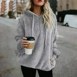 Women's Polerones Fleece Hoodie Pullover fall Winter Zipper Pocket Sweatshirt - EX-STOCK CANADA