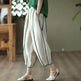 Summer Thin Striped Cotton And Linen Cropped trouser Pants For Women - EX-STOCK Canada