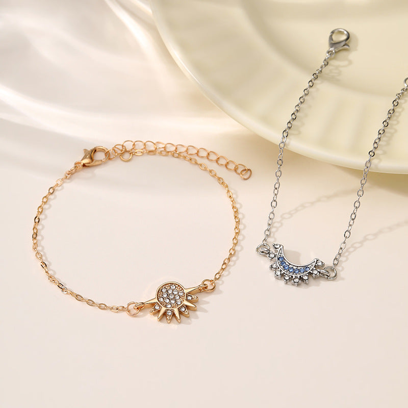 Personality Simple Rhinestone Sun Moon Lovers Bracelet - EX-STOCK Canada