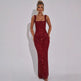 Sleeveless Square neck Suspender Sequined Long Party Dress - EX-STOCK CANADA