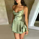 Elegant Chic Skirt Dress For Women Elegant Slim Strap Satin Backless Lace Up Ladies Party Mini Skater Dress - EX-STOCK CANADA