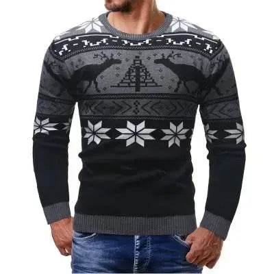 Christmas fawn deer Knit Cashmere sweater for men - EX-STOCK Canada