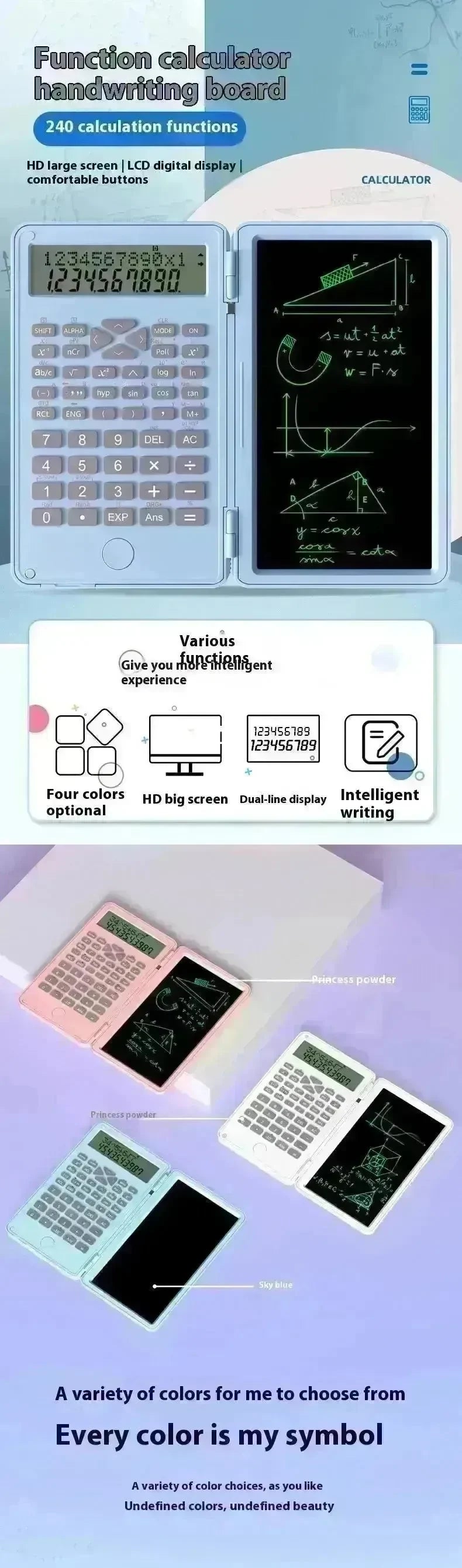 New Scientific Calculator Accounting Special Portable Mini Tablet Computing Machine Handwriting Board Exam Student - EX-STOCK CANADA