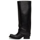 Black knee-high boot on a white background