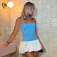 Chic Tube Top Dress Summer Solid Color Pleated Skirt Dress Women Fashion Short Mini Skater Dresses  Evening Party Cocktail Dress for Ladies - EX-STOCK CANADA