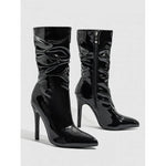 Patent Leather High Heel Pointed Stiletto Heel Pile Style Boots - EX-STOCK Canada