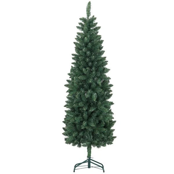6ft Tall Pencil Artificial Christmas Tree With 479 Branch Tips With Steel Base, Green EX-STOCK Canada 