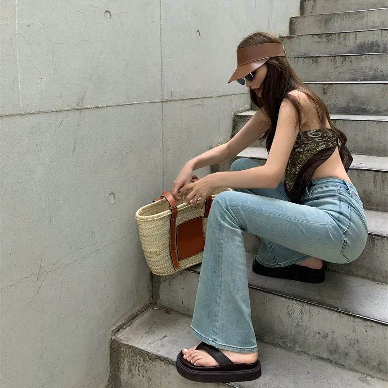 Retro Bootcut Jeans Women's Thin Section High Waist Slim Fit - EX-STOCK Canada