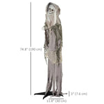 6ft Life Size Outdoor Halloween Decoration Skeleton Witch, Animated Prop With Light Up Eyes, Spooky Sound EX-STOCK Canada 