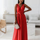 V-neck Sleeveless Dress With Belt Summer Fashion. - EX-STOCK Canada