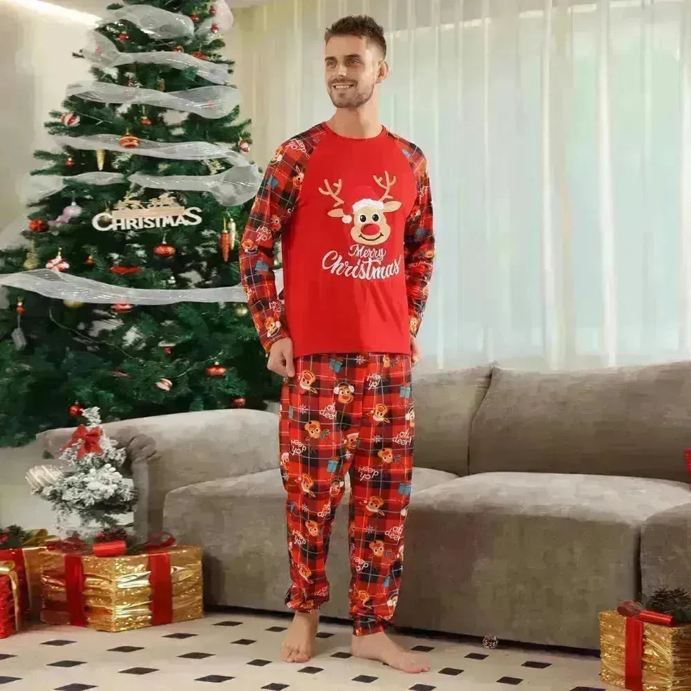 European And American Long Sleeve Home Wear Printed Plaid Christmas Suit - EX-STOCK CANADA