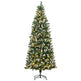 7.5' Decorated Christmas Trees, Skinny Prelit Artificial Christmas Tree With Snow-dipped Branches, Auto Open, Pinecones EX-STOCK Canada 