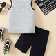 Summer Trendy Boys Letter Fist Print Sleeveless Casual Pants Suit Sleeveless two piece for boys Daddy and me outfit - EX-STOCK Canada