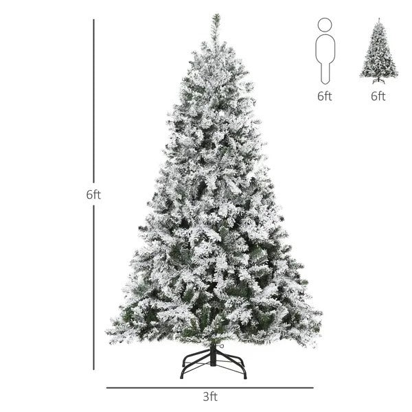 6ft Snow Flocked Artificial Tree 250 LED Light 928 Branches Christmas Season EX-STOCK Canada 