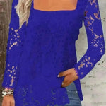 Fashionable Evening Top for Women Square Neck Long Sleeve Lace top Long Top for Women - EX-STOCK CANADA