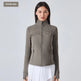 Long Sleeve Workout Tops for Women Halter Neck Zip Up gym top - EX-STOCK CANADA