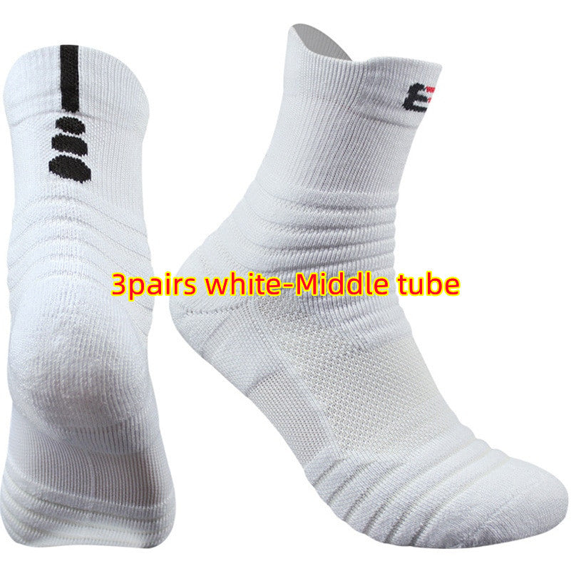 White socks with a brand logo on a white background