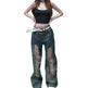 Retro Washed Ripped Baggy Jeans Pant For Women Summer Hollow Out - EX-STOCK Canada