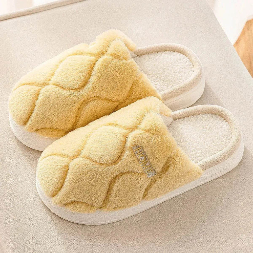 Plush Slippers Winter For Women Indoor Floor Bedroom Home Slipper Warm Solid House Shoes Men Couple - EX-STOCK Canada