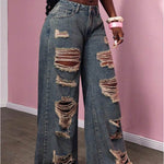 Women's Retro Distressed Kimchi Wide-leg Jeans EX-STOCK Canada 