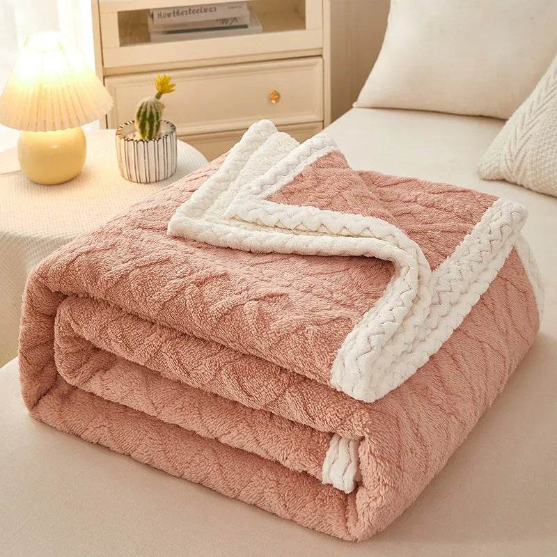 Blanket Double Thickened Warm Coral Fleece Sofa Winter Blanket - EX-STOCK Canada