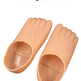 A pair of novelty adult Bigfoot shoes designed to look like feet, shown on a plain white background with the text 'Adult Bigfoot Shoes' at the top.