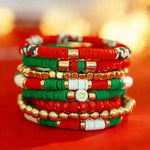 Christmas Polymer Clay Color Bracelet set  Xmas gift idea - EX-STOCK CANADA