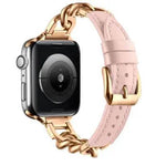 Women Leather and Stainless Steel Watch Strap for Apple iwatch - EX-STOCK Canada