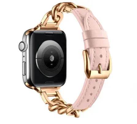 Women Leather and Stainless Steel Watch Strap for Apple iwatch - EX-STOCK Canada