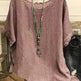 Women Fashion Casual blouse top 3/4 Sleeve Round Neck Blouses Summer Loose linen Tops Streetwear - EX-STOCK CANADA