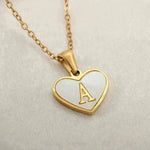 26 Letter Heart-shaped Necklace White Shell Love Clavicle Chain Fashion Personalized Necklace For Women Jewelry Valentine's Day - EX-STOCK CANADA